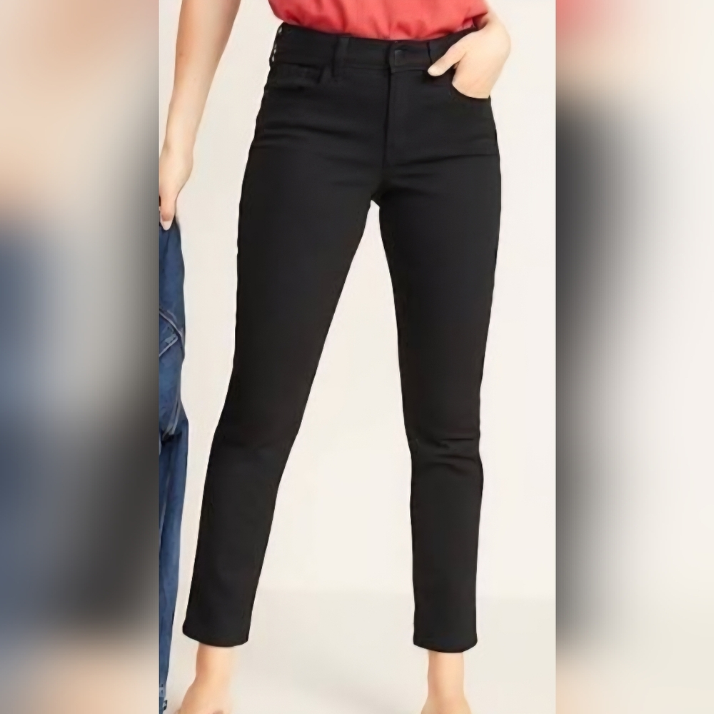 Old Navy Women's Power Slim Straight Leg Black Jeans Sz 14